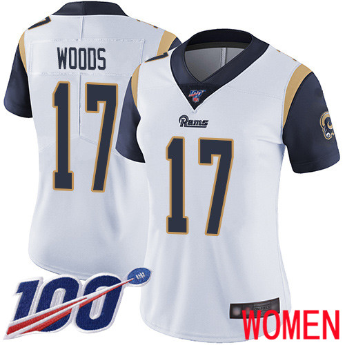 Los Angeles Rams Limited White Women Robert Woods Road Jersey NFL Football #17 100th Season Vapor Untouchable->los angeles rams->NFL Jersey